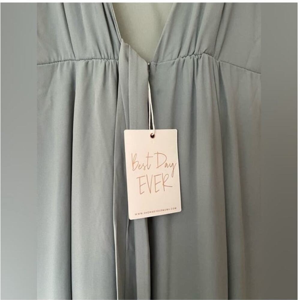 Show Me Your Mumu Jenn Maxi Bridesmaid Dress in Silver Sage Size Small NWT - Picture 7 of 7